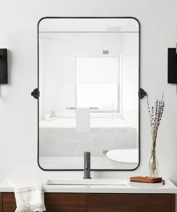 Jonathan Rectangle Pivot Tilt Metal Wall Mirror-24'' x 36'' - Black