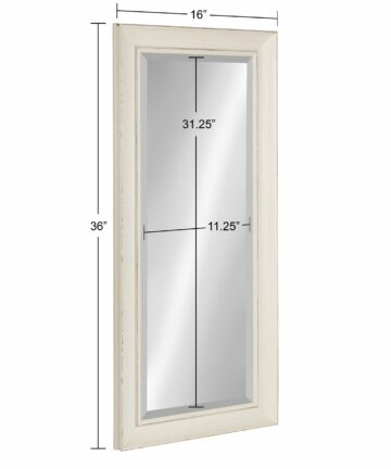 Kate and Laurel Macon Framed Wall Panel Beveled Mirror, 16x36, Soft White - Soft White - 16x36-16x36 - Soft White