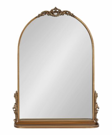 Kate and Laurel Myrcelle Arched Wall Mirror with Shelf-21x28 - Gold