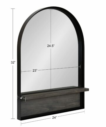 Kate and Laurel Owing Framed Arch Mirror with Shelf - 24x32-Rustic Brown/Black