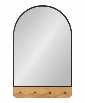 Kate and Laurel Schuyler Arch Wall Mirror with Hooks - 20x31-20x31 - Natural/Gold