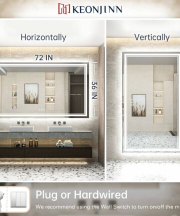 Keonjinn LED Front Light and Backlit Bathroom Vanity Wall Mirror, 3 Color Temperatures, Anti-fog-60X40