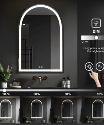 LED Arched Wall Mirror - 36*24-Black