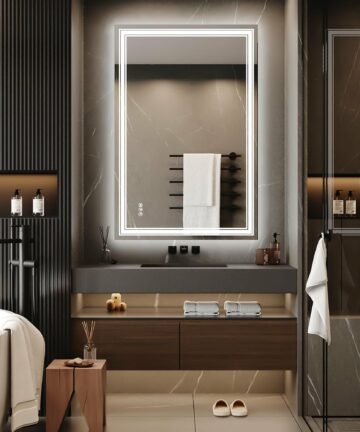 LED Bathroom Mirror with Lights,Anti-Fog,Dimmable,Backlit + Front Lit,Lighted Mirrors for Bathroom Wall-48"*32"