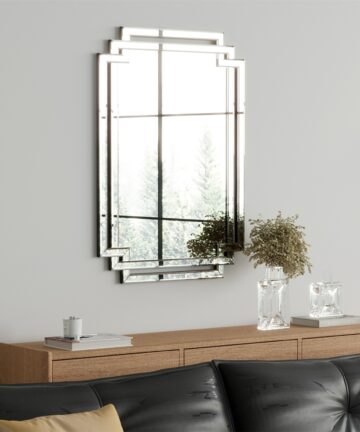 Large Wall-Mounted Silver Decorative Rectangular Wall Mirror-Silver