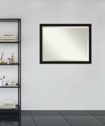 Beveled Bathroom Wall Mirror - Manhattan Black Frame - Manhattan Black-Outer Size: 20 x 24 in