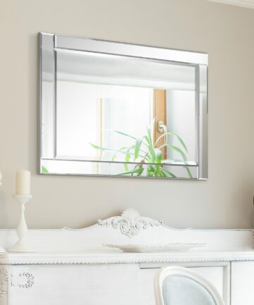 Moderno Beveled Rectangle Wall Mirror, Bathroom Mirror, 24 in. x 36 in. - Clear - 24 x 36-24 x 36 - Clear