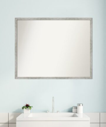 Non-Beveled Bathroom Wall Mirror - Parlor White Frame-34 x 28 in - Parlor White