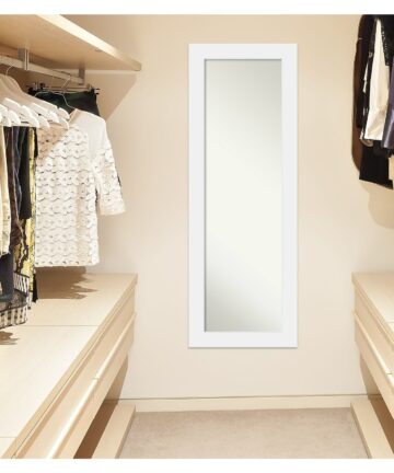 Non-Beveled Wood Full Length On The Door Mirror - Corvino Frame - Outer Size: 19 x 53 in-Outer Size: 19 x 53 in - Corvino White
