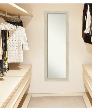 Non-Beveled Wood Full Length On The Door Mirror - Parthenon Frame - Parthenon Cream - Outer Size: 18 x 52 in-Parthenon Cream