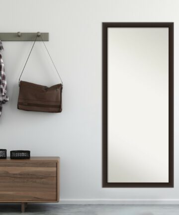 Non-Beveled Wood Full Length On The Door Mirror - Romano Frame-Mirror Size 14x 48 - Romano Espresso Narrow
