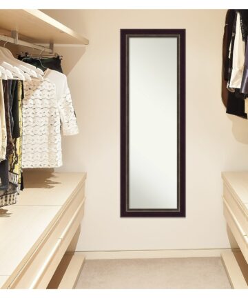 Non-Beveled Wood Full Length On The Door Mirror - Signore Frame - Outer Size: 18 x 52 in-Outer Size: 18 x 52 in - Signore Bronze
