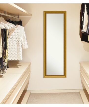 Non-Beveled Wood Full Length On The Door Mirror - Townhouse Frame - Outer Size: 18 x 52 in-Outer Size: 18 x 52 in - Townhouse Gold