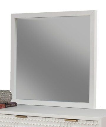 Origins by Alpine White Pearl Wood Mirror in White-White