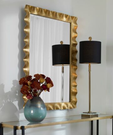 Uttermost Haya Scalloped Gold Mirror-Antique gold