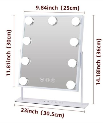 VANITII Hollywood Vanity Makeup Mirror 9 LED Bulbs 360 Rotation Smart Touch White-White