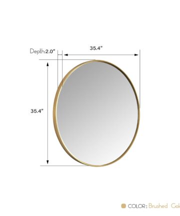 Vinnova Cascante Round Metal Wall Mirror-32 in. W x 32 in. H - Brushed Black