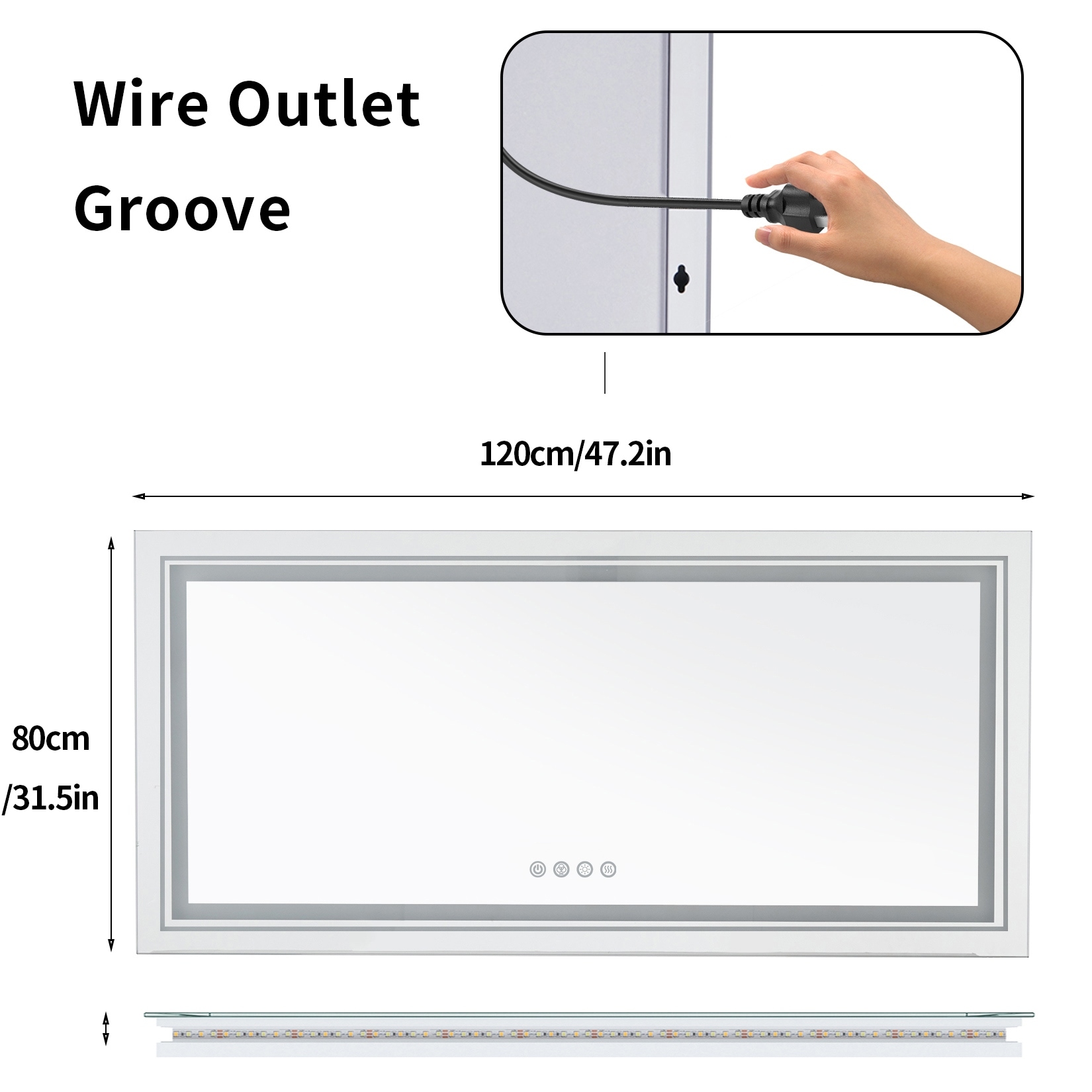 Wall Bathroom Mirror Frameless 8 Color RGB Backlit 3 Front Lighted for Small Medium Extra Large Oversized Mirrors-24 in.W x 24 in.H - Round - Image 14