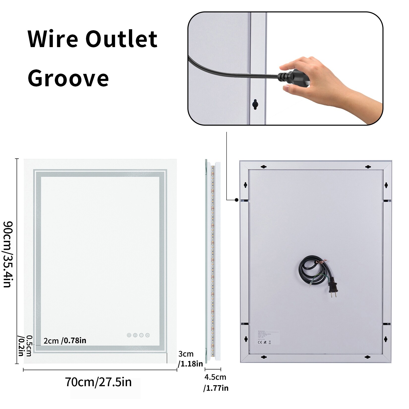 Wall Bathroom Mirror Frameless 8 Color RGB Backlit 3 Front Lighted for Small Medium Extra Large Oversized Mirrors-24 in.W x 24 in.H - Round - Image 15
