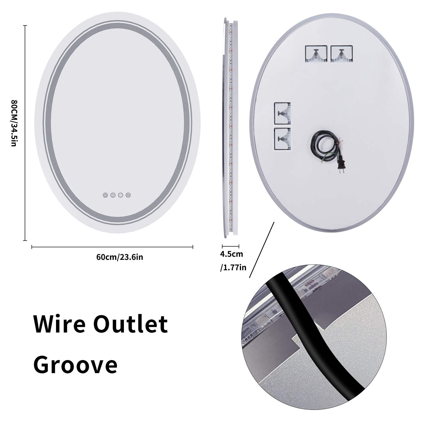 Wall Bathroom Mirror Frameless 8 Color RGB Backlit 3 Front Lighted for Small Medium Extra Large Oversized Mirrors-24 in.W x 24 in.H - Round - Image 16