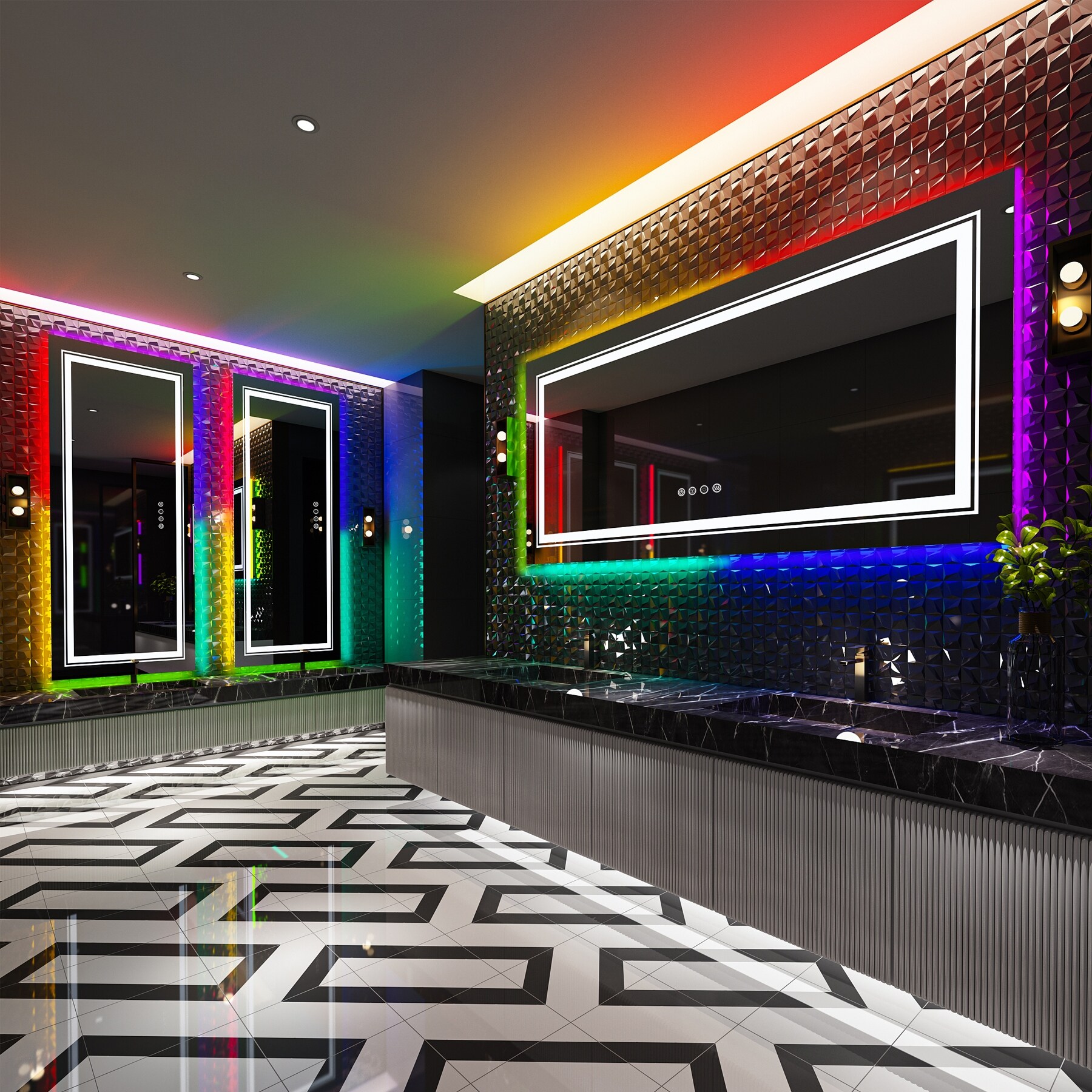 Wall Bathroom Mirror Frameless 8 Color RGB Backlit 3 Front Lighted for Small Medium Extra Large Oversized Mirrors-24 in.W x 24 in.H - Round - Image 20