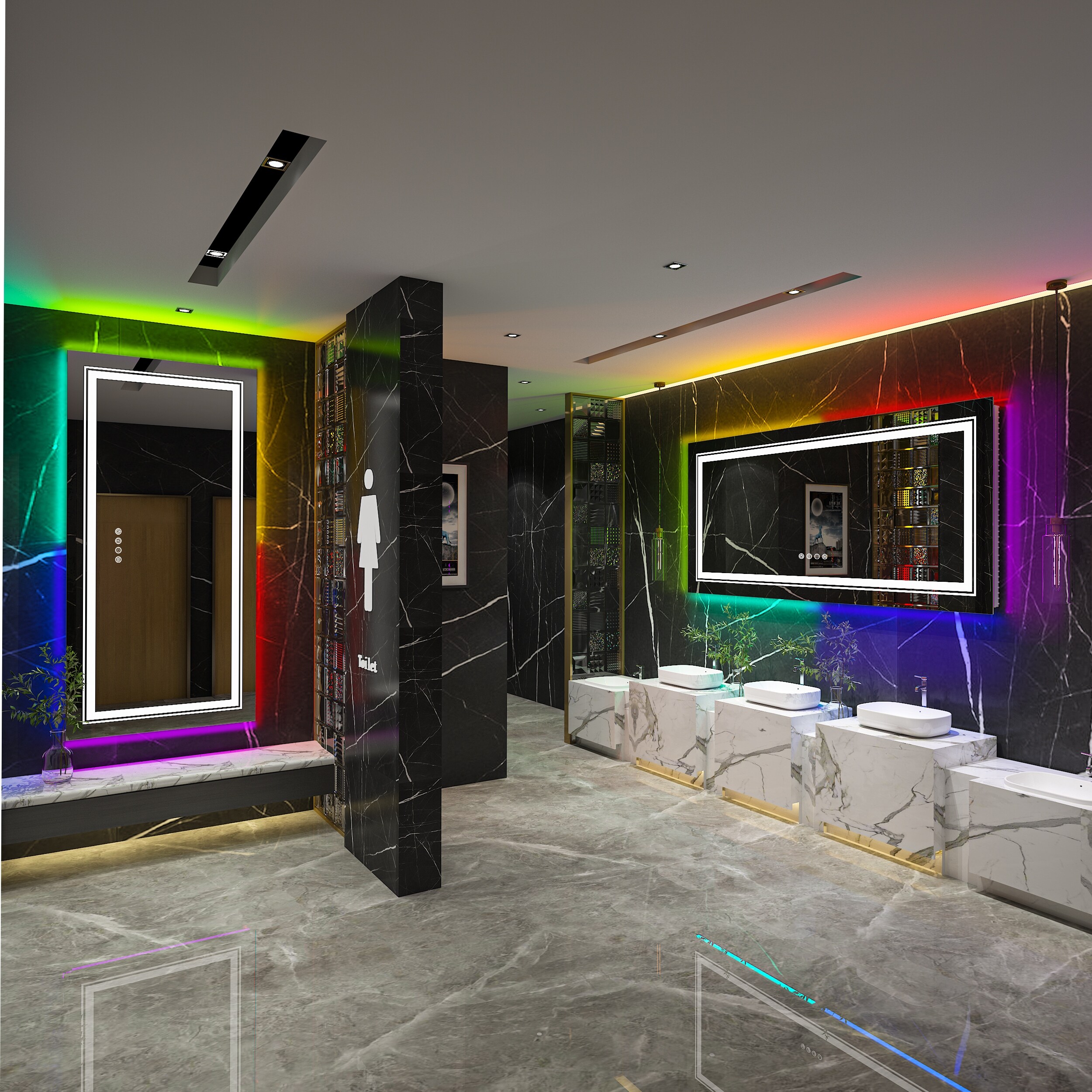 Wall Bathroom Mirror Frameless 8 Color RGB Backlit 3 Front Lighted for Small Medium Extra Large Oversized Mirrors-24 in.W x 24 in.H - Round - Image 4