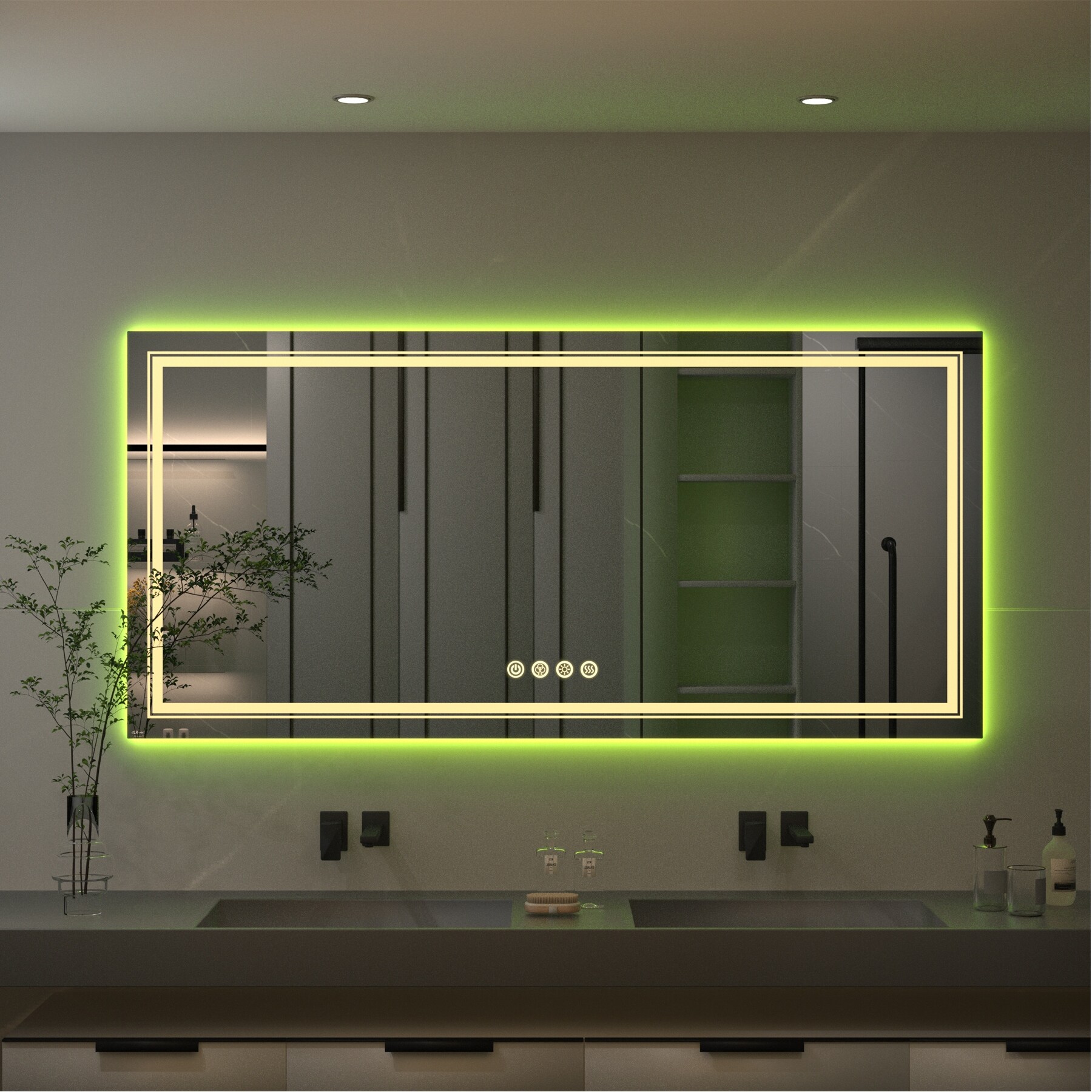 Wall Bathroom Mirror Frameless 8 Color RGB Backlit 3 Front Lighted for Small Medium Extra Large Oversized Mirrors-24 in.W x 24 in.H - Round - Image 7