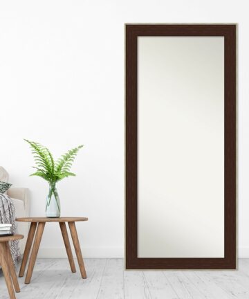 Non-Beveled Wood Full Length Floor Leaner Mirror - William Frame-Outer Size: 30 x 66 in - William Rustic Woodgrain