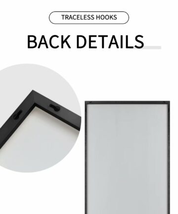 Modern Sleek Metal Frame Full-length Hanging or Leaning Wall Mirror-51X16 - Black
