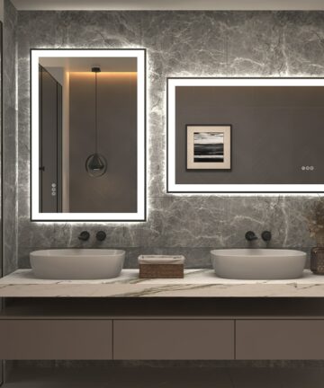 Apmir Metal Black Frame Anti-Fog Bathroom Vanity Mirror with Super Bright Backlit & Frontlit-84" X 40"