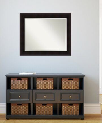 Beveled Wood Wall Mirror - Portico Espresso Frame - Outer Size: 34 x 28 in-Outer Size: 34 x 28 in - Portico Espresso