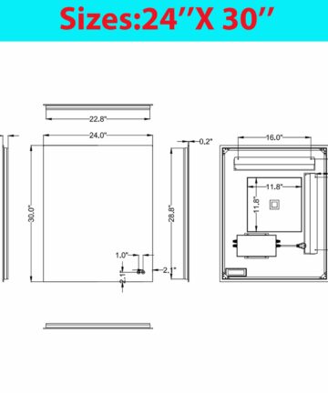 CB HOME LED Backlit Bathroom Mirror, Lighted Wall Mounted Vanity Mirror, Anti-fog, Frameless, Horizontally/Vertically-24''X30''