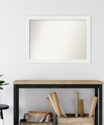 Choose Your Custom Size, 24-in side, Vanity White Narrow Framed Wall Mirror - Vanity White Narrow-Outer Size: 41 x 24 in