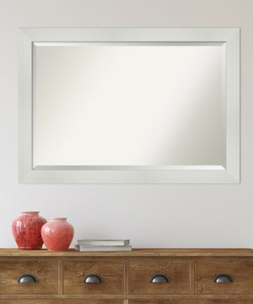 Beveled Bathroom Wall Mirror - Mosaic White Frame-Outer Size: 24 x 24 in