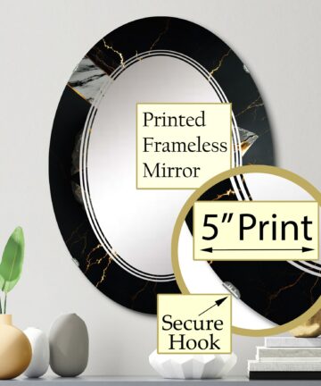 Designart 'Abstract Geode Black III' Printed Abstract Marble Wall Mirror-24in.x24in.