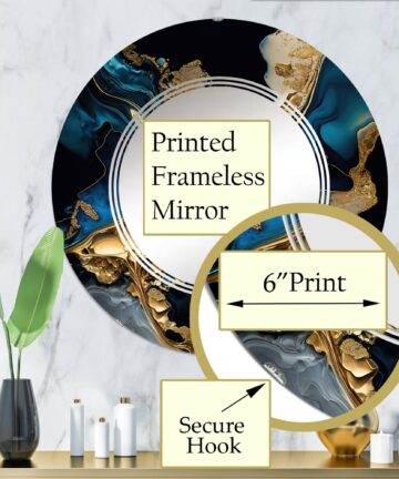 Designart 'Abstract Geode Marble Blue IV' Printed Abstract Marble Wall Mirror-24in.x36in.