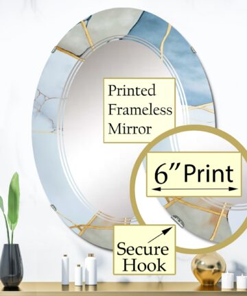 Designart 'Abstract Geode White I' Printed Abstract Marble Wall Mirror-24in.x24in.