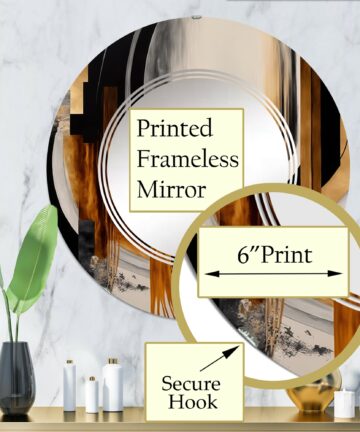Designart 'Gold Touch Art Deco IV' Printed Modern Transitional Wall Mirror-24in.x24in.