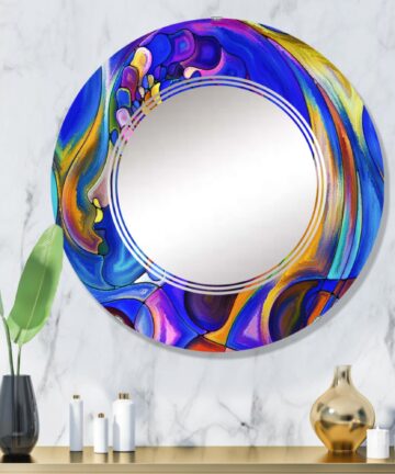 Designart 'Life Geometry Series Interplay Of Human Profiles' Printed Modern Wall Mirror-20in.x30in.