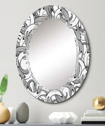 Designart 'Monochrome Organic Shapes IV' Printed Patterned Wall Mirror-24in.x36in.