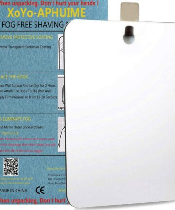 Fogless Shower Mirror, Shower Makeup Shave Mirror-Beige/Silver - Large