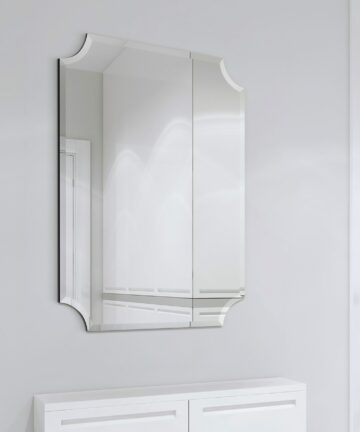 Frameless Rectangle Scalloped Beveled Wall Mirror - Clear-24 in. x 0.39 in. x 36 in.
