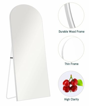 Glam Arched Mirror Full-length Floor Mirror with Standing-64x21 - White