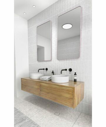 Glass Warehouse 40 in. H x 22 in. W Radius Corner Stainless Steel Framed Mirror-40" x 22" - White