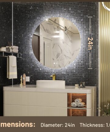 KEONJINN Round LED Backlit Bathroom Vanity Wall Mirror 3 Colors, Anti-fog-40x40