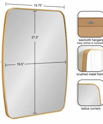 Kate and Laurel Zayda Metal Square Barrel Mirror-20x28 - Walnut