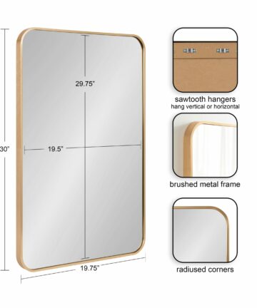 Kate and Laurel Zayda Radius Rectangle Framed Wall Mirror-20x30 - Black