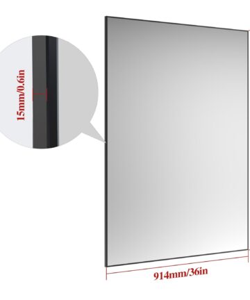Large Rectangular Framed Wall Mount Bathroom Vanity Mirror - 60" x 36"-60" x 36" - Black
