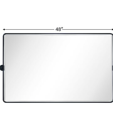 Lutalo horizontal Beveled Bathroom / Vanity Mirror-28" x 54" - Black