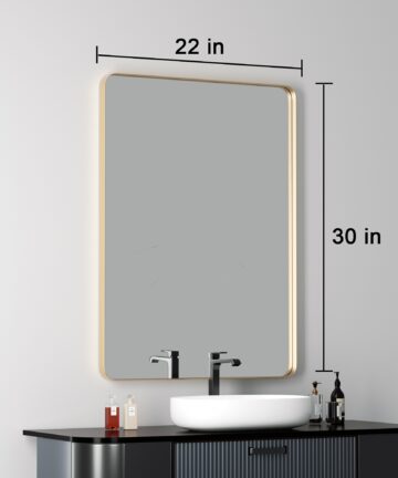 Modern Wall Mirror, Rectangular Mirror with Metal Frame, Bathroom Mirror with Round Corner Vanity Mirror for Vertical/Horizontal-16W * 24H Inches - Silver